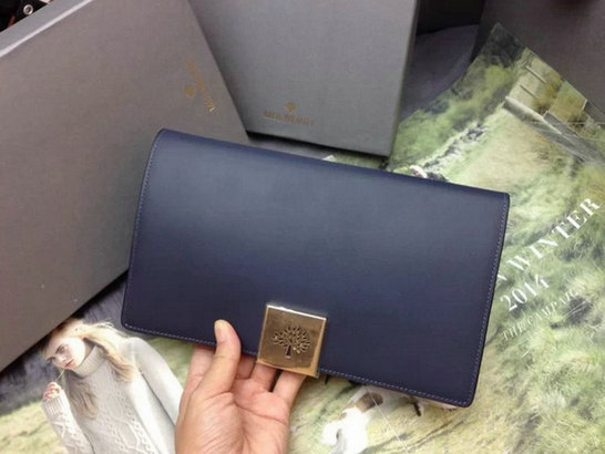 2014 A/W Mulberry Campden Clutch in Navy Blue Silky Nappa Leather